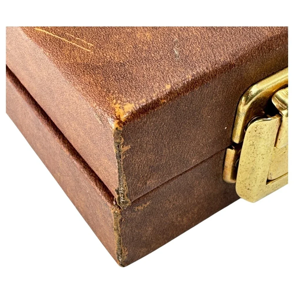 Extra Large Backgammon Game Set Brown White Checkers Leatherette Case Complete - Picture 8 of 9